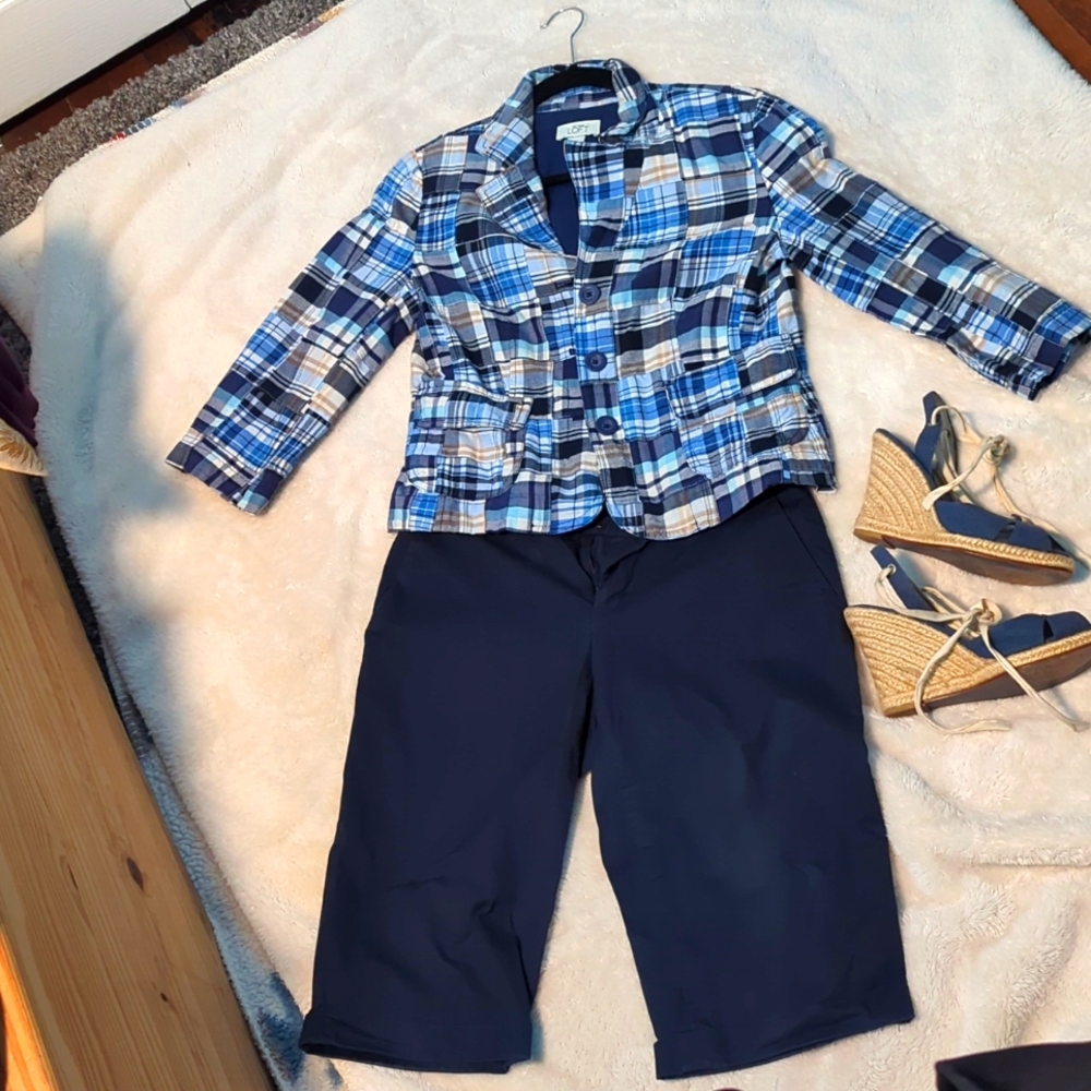 **Ann Taylor Loft Madras Patchwork Jacket Size 6 - image 1